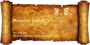 Meszko Balár névjegykártya